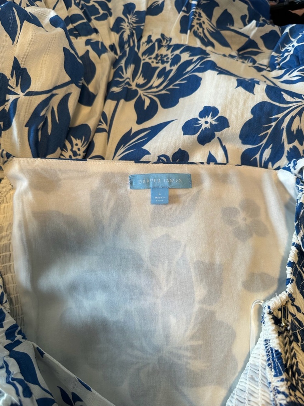Draper James Floral Jacquard Flutter Sleeve Midi Dress Womens L Blue & Ivory NWT - Picture 13 of 16